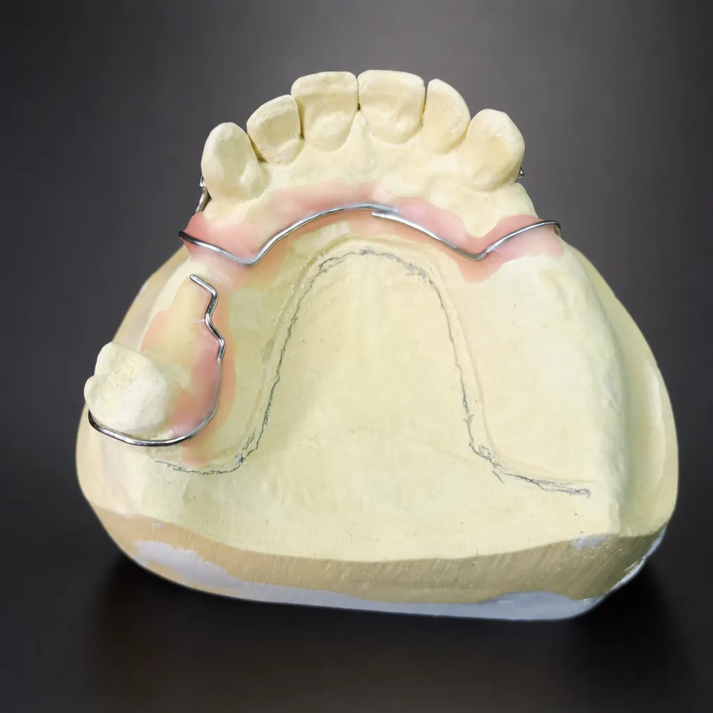 Chrome cobalt removable partial denture framework on working cast