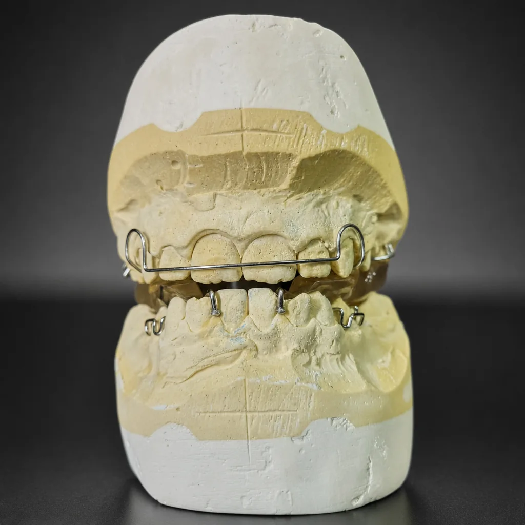 Twin-block orthodontic appliance on articulated casts